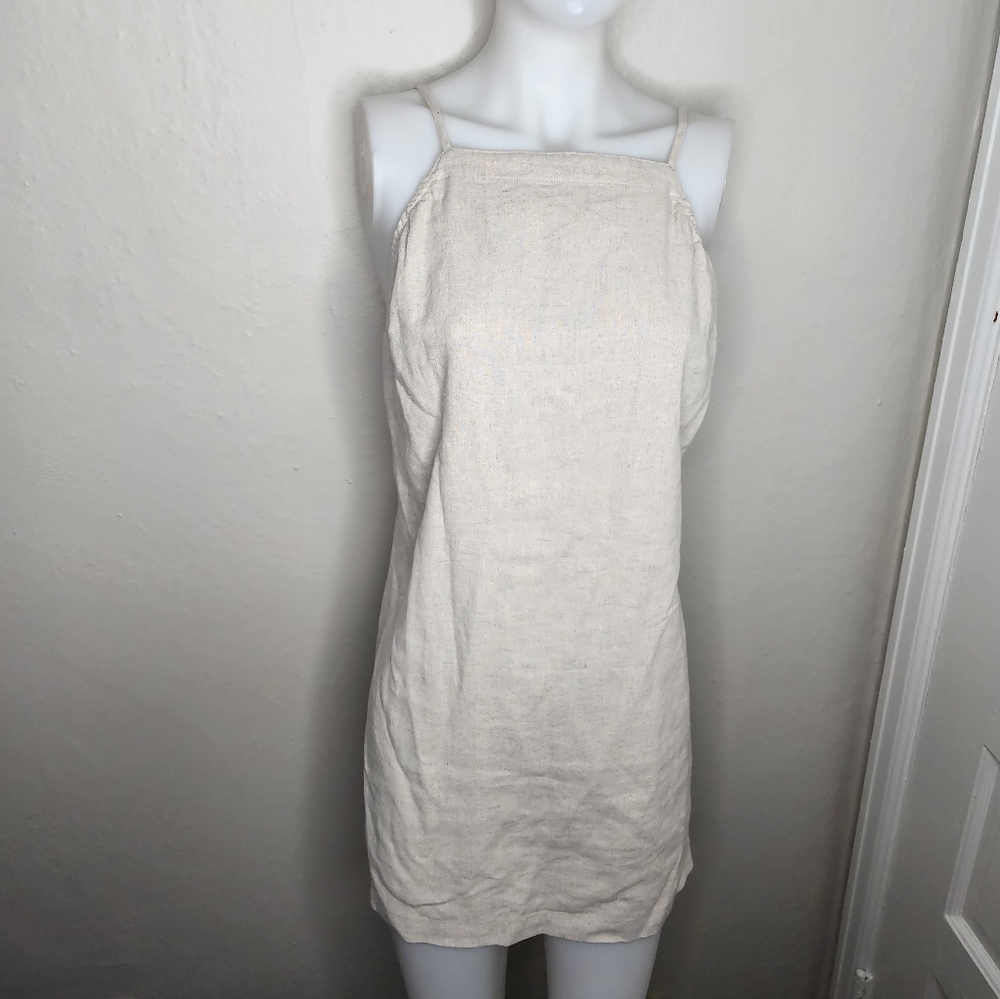 Abercrombie and fitch Linen Blend Boatneck Mini Dress Size Cream Small